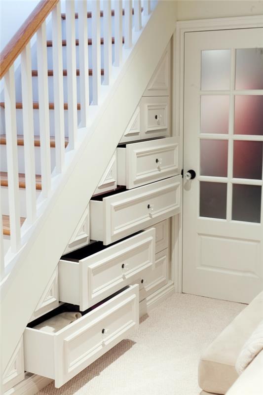 Créer un espace de rangement sous les tiroirs de l'escalier