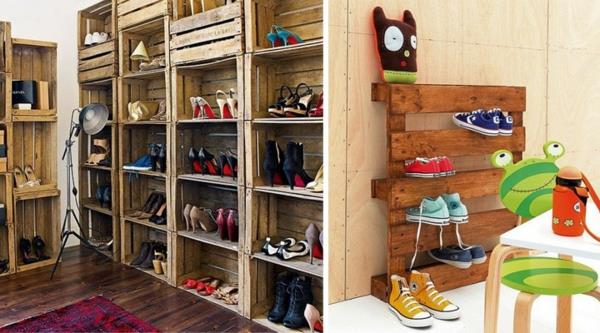 zrób własny stojak na buty drewniana paleta europalety drewniane pudełka półki ścienne