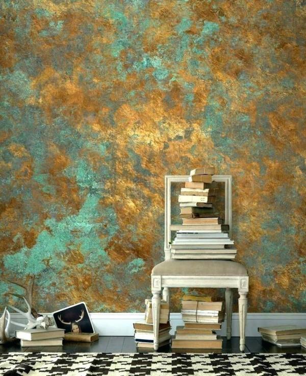 technologia gąbki pomaluj ściany oryginalne zielone złoto
