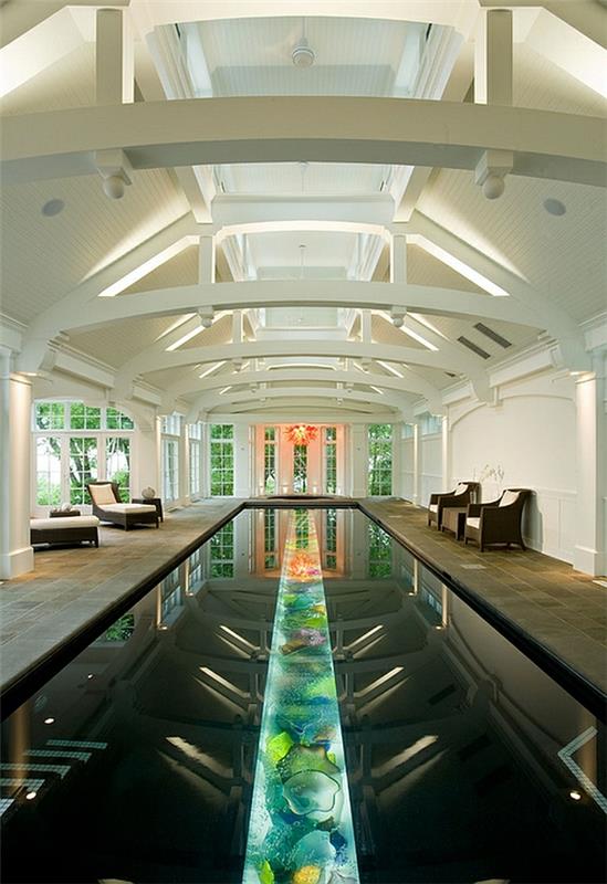 piscine à la maison verre coloré