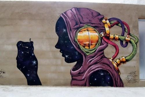 art de rue de science-fiction
