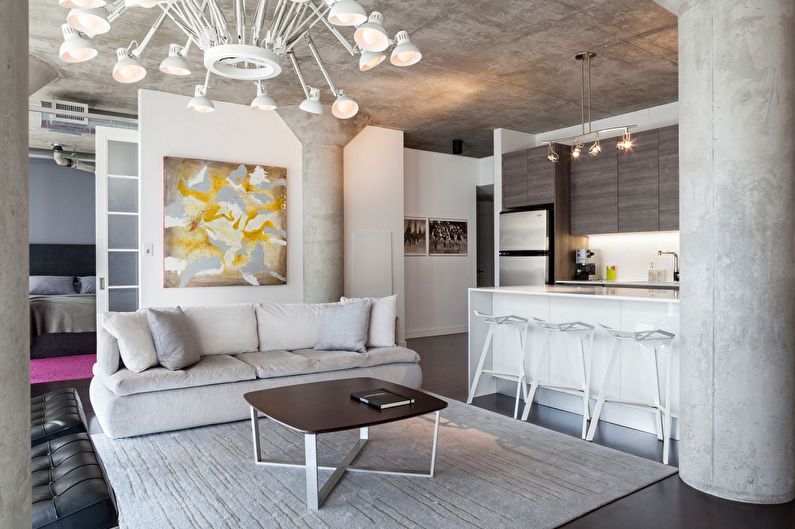 Сив цвят в интериора - стил таванско помещение