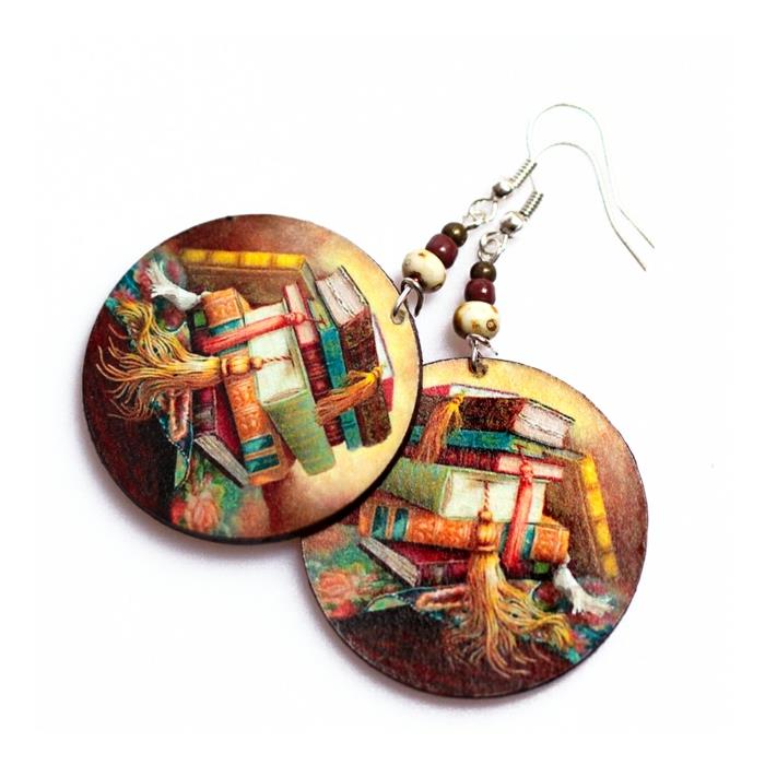 serviette technique decoupage papier vintage boucles d'oreilles misteros