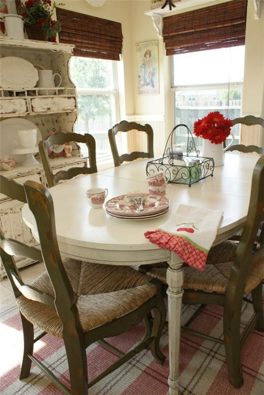 shabby chic kuchnia okrągły stół jadalny