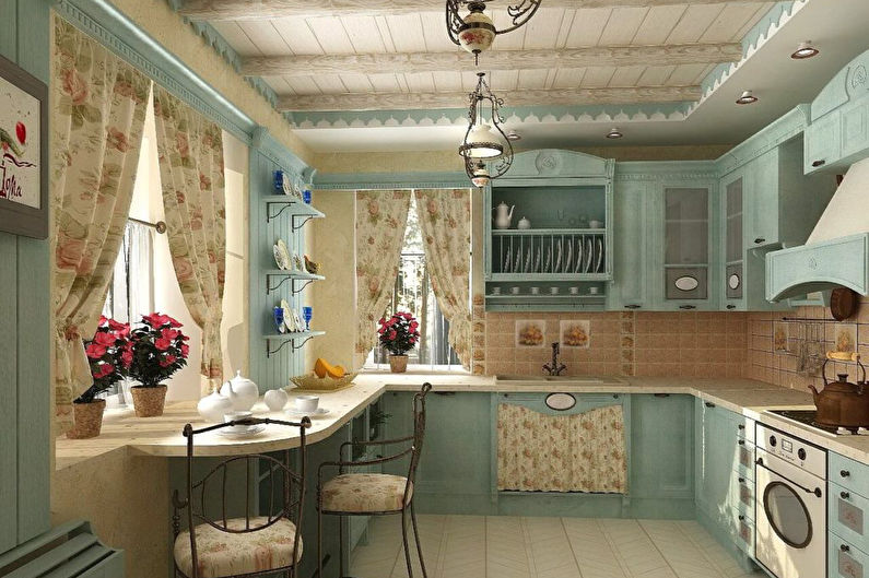 Пердета в стил Прованс в кухнята - снимка