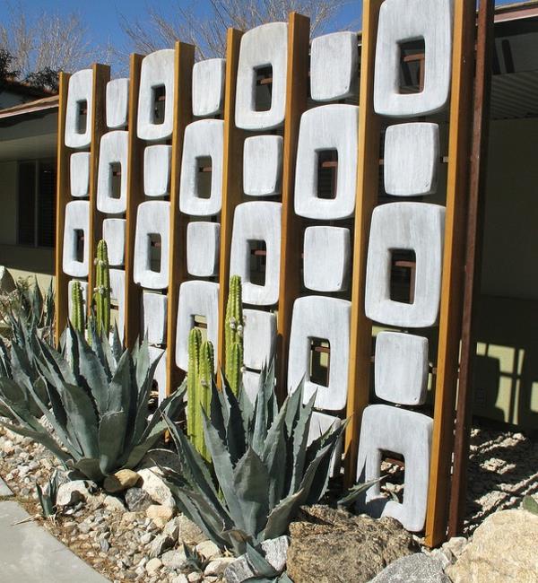 Cactus de style rétro de jardin d'écran de confidentialité