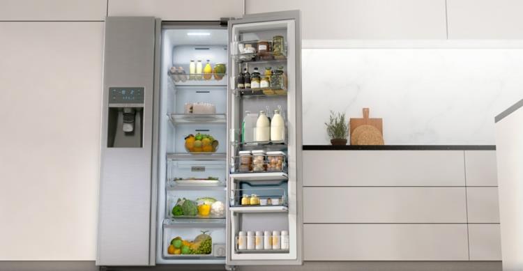 réfrigérateur côte à côte réfrigérateurs américains armoires de cuisine blanc