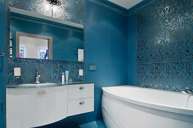 حمام أزرق على طراز آرت ديكو - تصميم داخلي