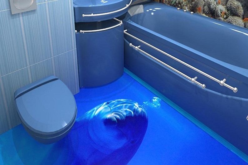 تصميم حمام أزرق - تشطيب أرضية
