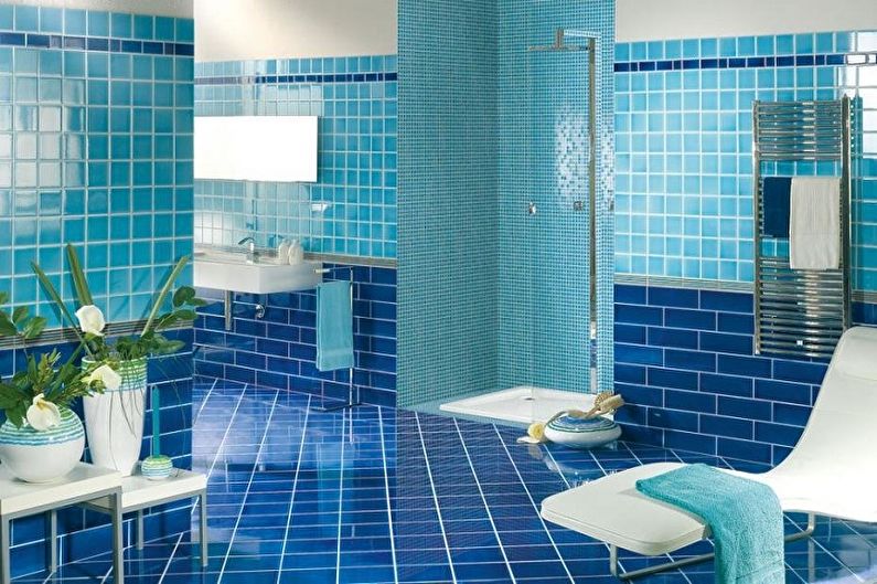 تصميم حمام أزرق - تشطيب أرضية