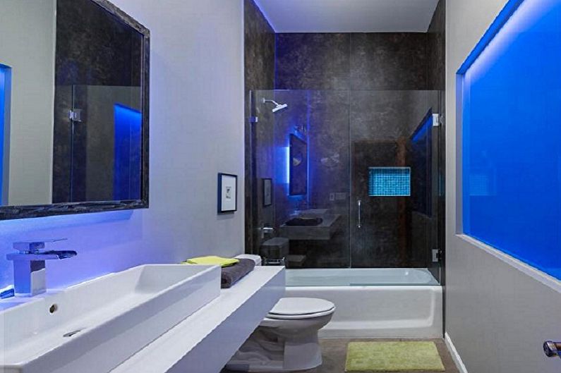 حمام أزرق عالي التقنية - تصميم داخلي