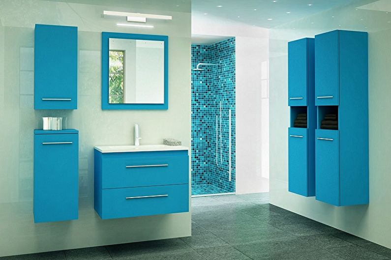 تصميم الحمام الأزرق - السباكة والأثاث