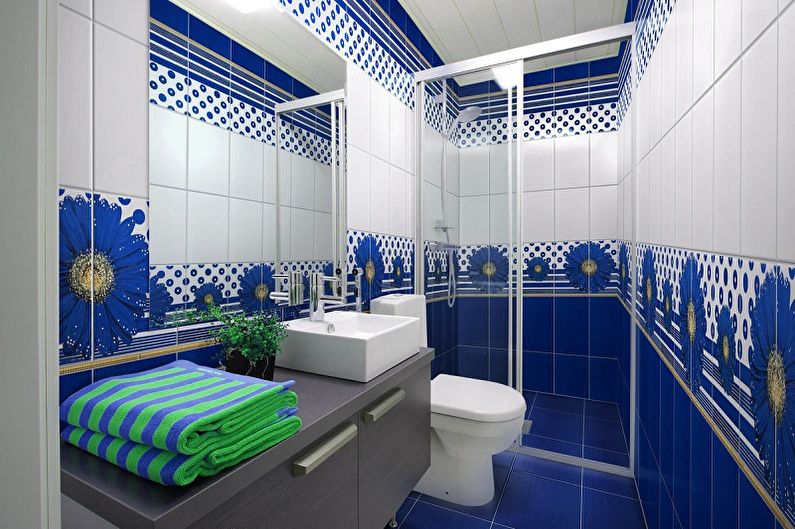 تصميم حمام أزرق - ديكور وإضاءة