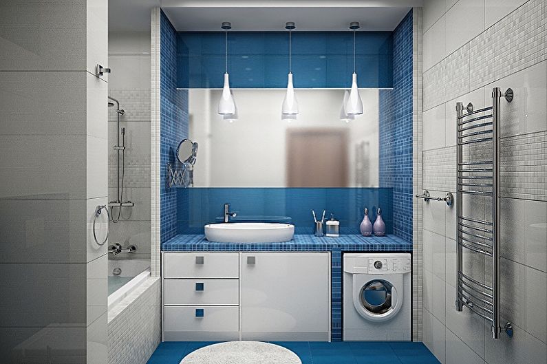 حمام أزرق صغير - تصميم داخلي