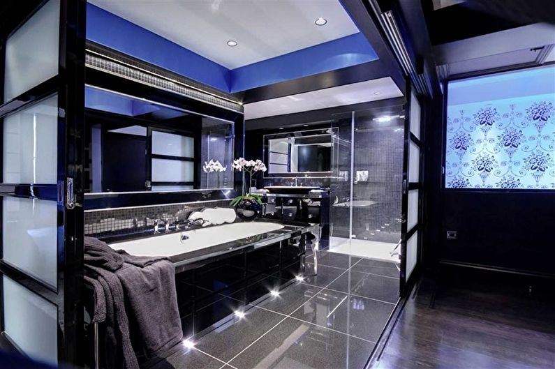 حمام أزرق عالي التقنية - تصميم داخلي
