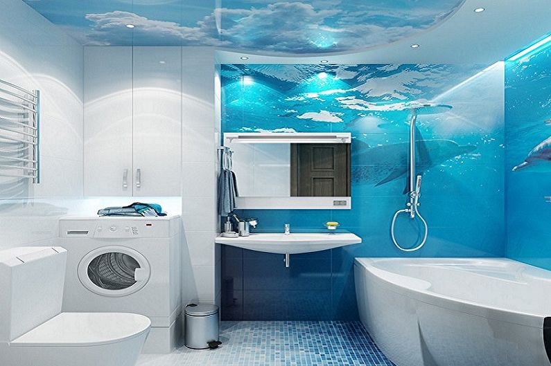 حمام أزرق كحلي - تصميم داخلي