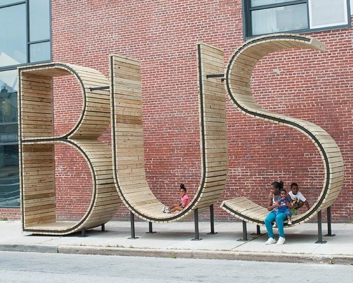 ławki do siedzenia przystanek autobusowy kreatywny projekt