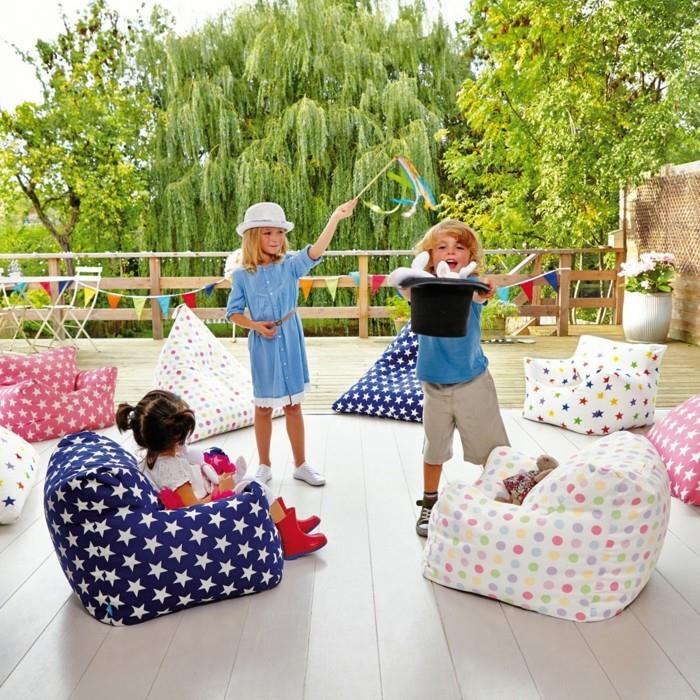beanbag meble dziecięce siedzenia kolorowe wzory