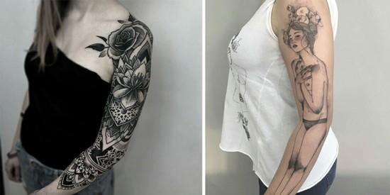 idées de tatouage sur les manches pour les femmes de style vintage