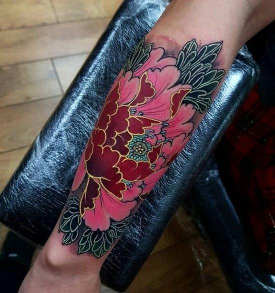 idées de tatouage de manche fleurs d'or