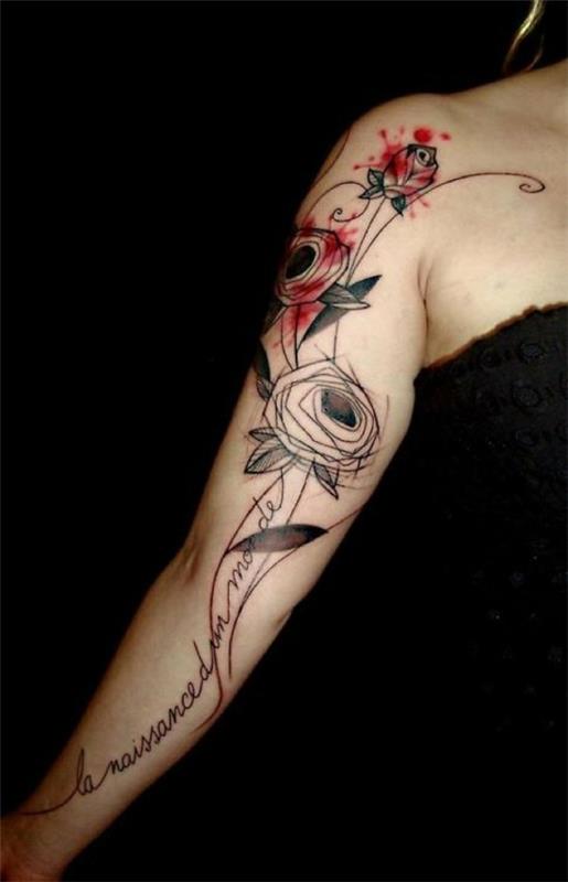 Idées de tatouage de manche rose aquarelle