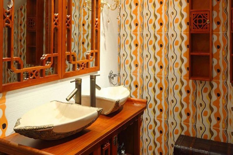 Barevné kombinace v interiéru koupelny - teplé tóny