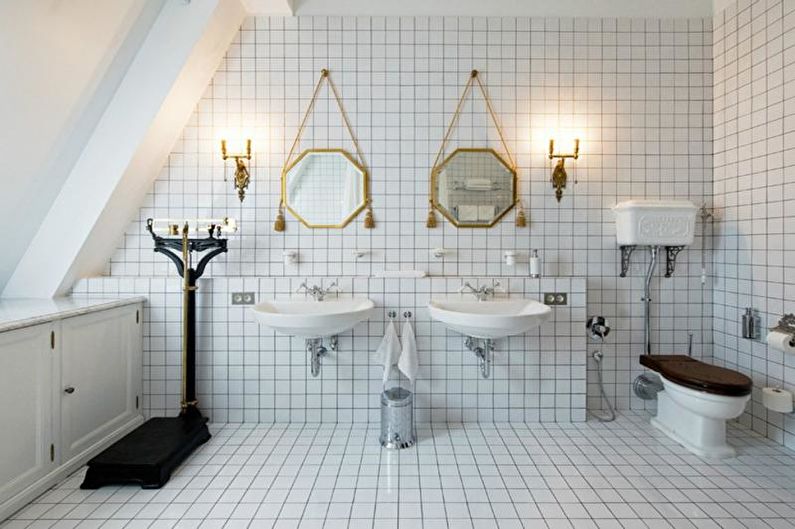 Barevné kombinace v interiéru koupelny - Bílá koupelna