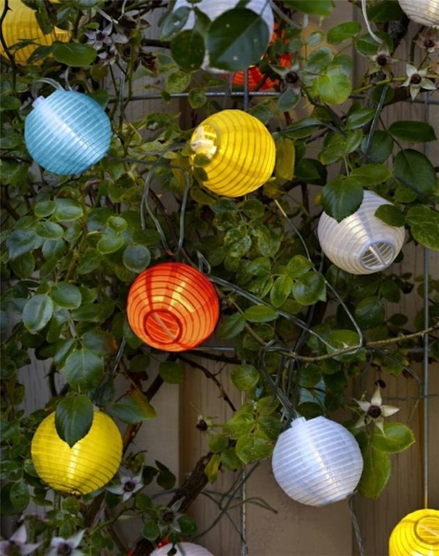 słoneczne lampy ogrodowe kolorowe papierowe lampiony