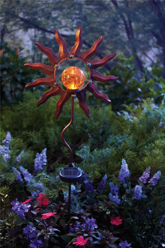 słoneczne lampy ogrodowe metalowe słońce