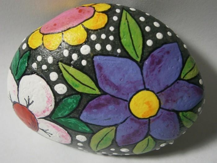 letnie kwiaty malowanie kamieni pomysły malowanie pomysłów rzemieślniczych z kolorami
