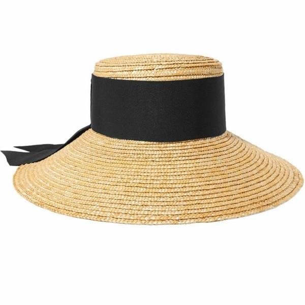 chapeau d'été en paille avec rayure noire redimensionnée