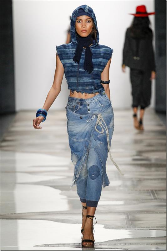 kobiety moda damska greg lauren 2016 spodnie jeansowe w paski w trudnej sytuacji