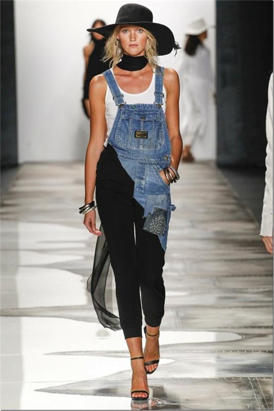 letnia moda damska moda damska greg lauren 2016 new york fashion week patchwork pants