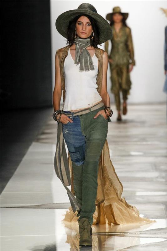 lato moda kobiety moda kobiety greg lauren 2016 patchwork detal spodnie słomkowy kapelusz top biały