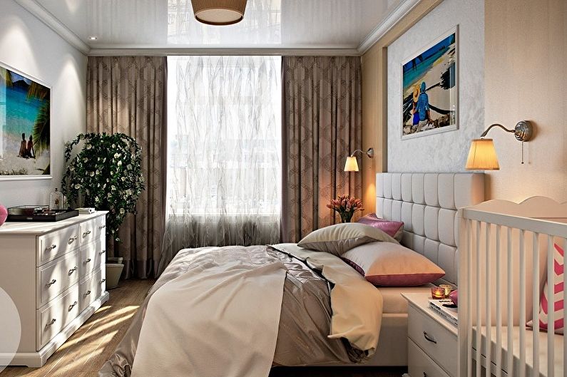غرفة نوم وتصميم غرفة نوم في غرفة واحدة - اضاءة وديكور