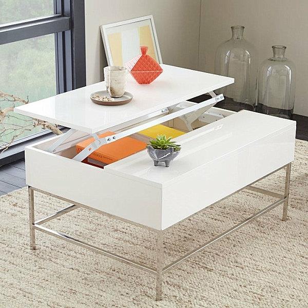 espace de rangement table de salon rabattable tables basses blanches solides extensibles
