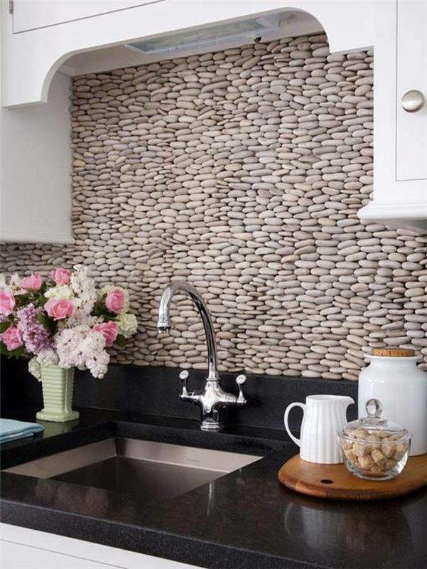 kamienna ściana kuchnia kuchnia tylna ściana kwiaty piękne pomysły na życie