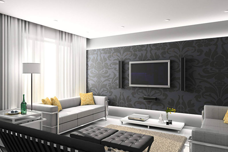 Stěna s TV - povrchová úprava a výzdoba