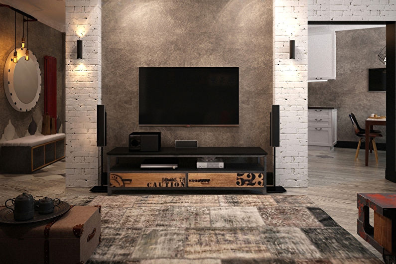 Stěna s TV - povrchová úprava a výzdoba