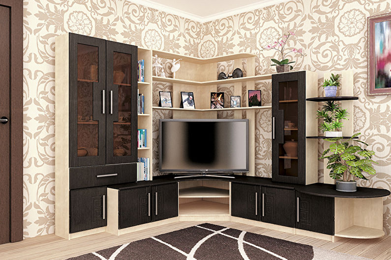 Stěna v obývacím pokoji v moderním stylu - typy stěn podle konfigurace