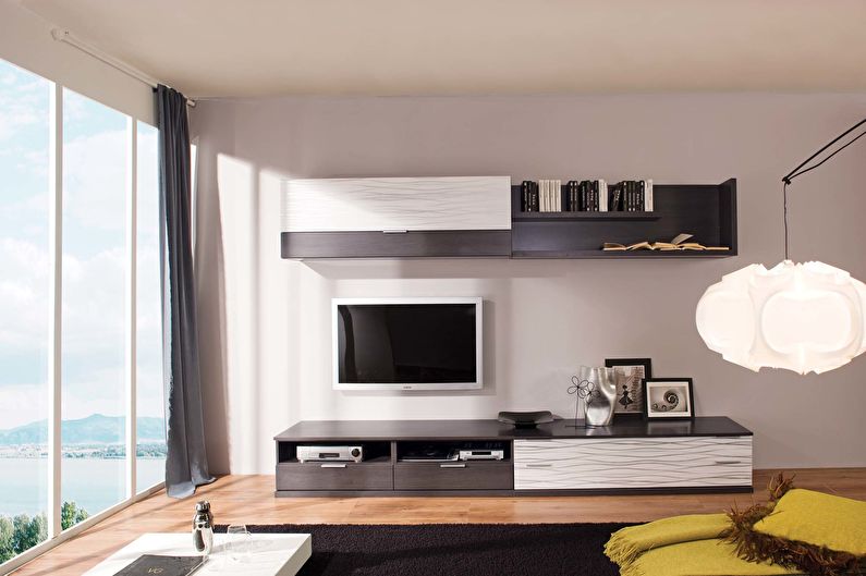 Stěna v obývacím pokoji v moderním stylu - fotografie