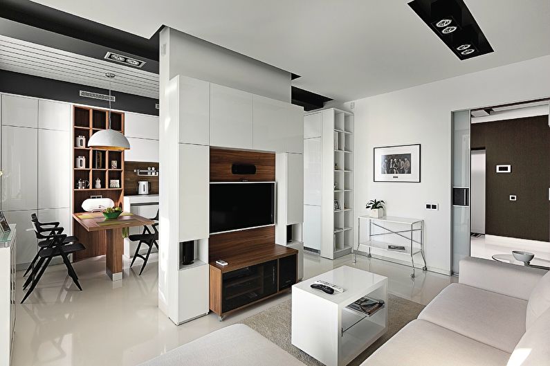 Stěna v obývacím pokoji v moderním stylu (50+ fotografií)