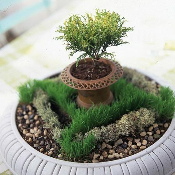 stylowy ornament zielone rośliny kamyki