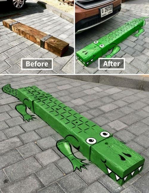 crocodile drôle d'art de rue
