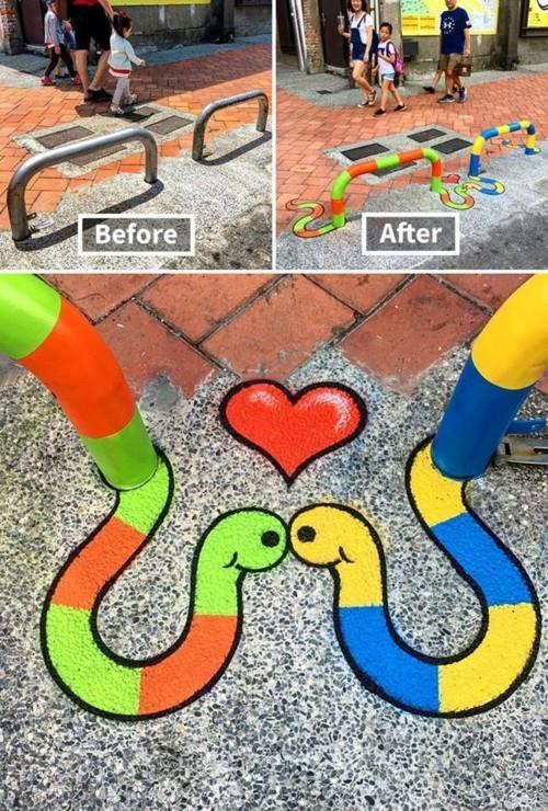 art de rue serpents amoureux