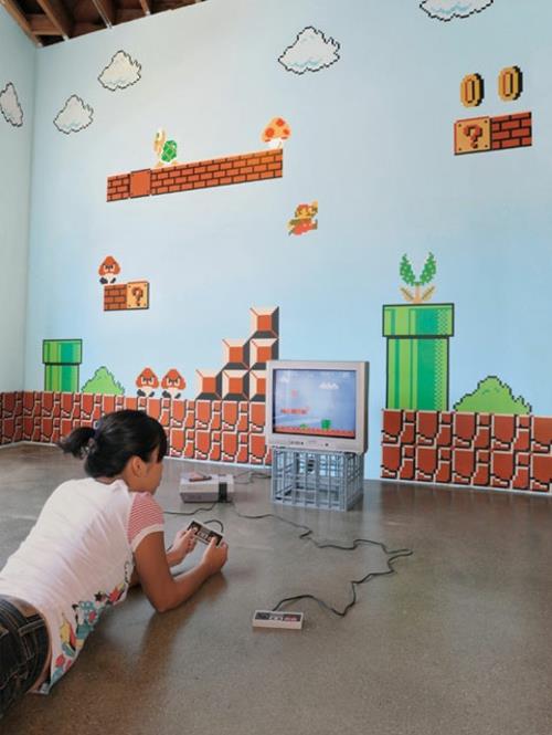 super mario dekoracja ścienna w pokoju dziecięcym nintendo