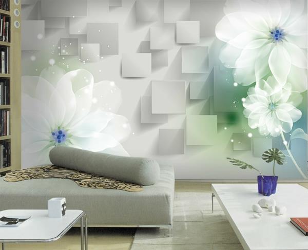 papier peint peinture salon conception de mur éléments floraux