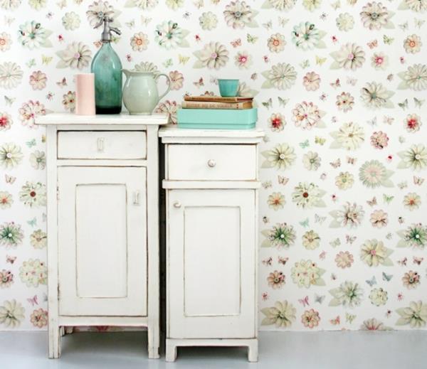 fond d'écran patron studio ditte floraux rétro frais