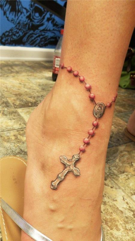 tatouage horny tatouages ​​3d cheville bande croix