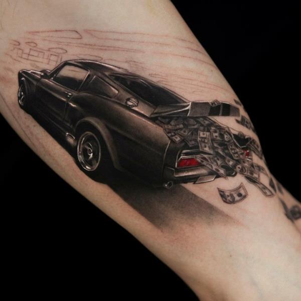 tatuaż wzory tatuaże 3d realistyczny samochód